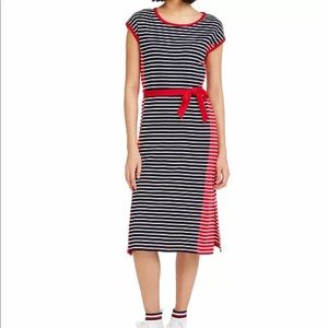 New Tommy Hilfiger Colorblock Stripy Cotton Sneaker Dress, L